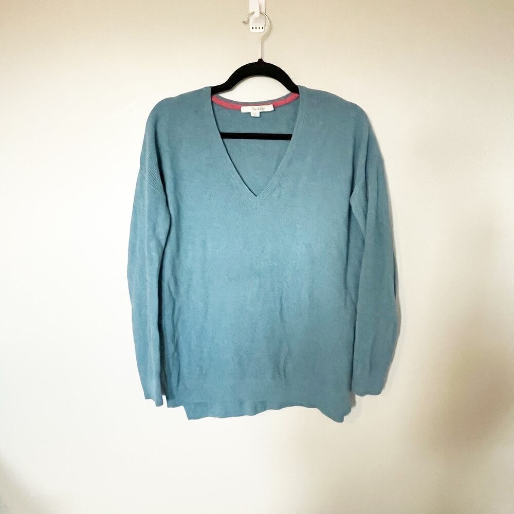 Boden blue v neck pullover wool blend knit sweater relaxed small
